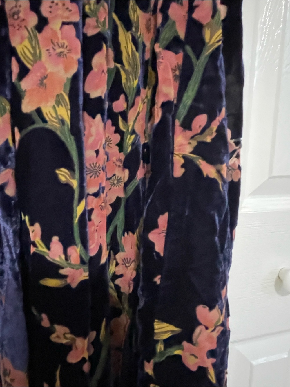 Baltic Born Navy Velvet Maxi Dress with Rose and Olive Floral Print - Picture 2 of 4